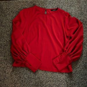 Red Long Sleeve Dress Top